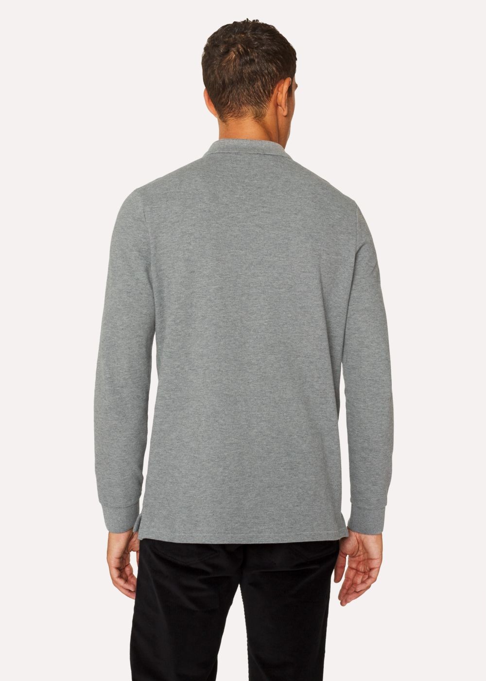 Paul Smith Men's Grey Organic-Cotton Zebra Logo Long-Sleeve Polo Tees