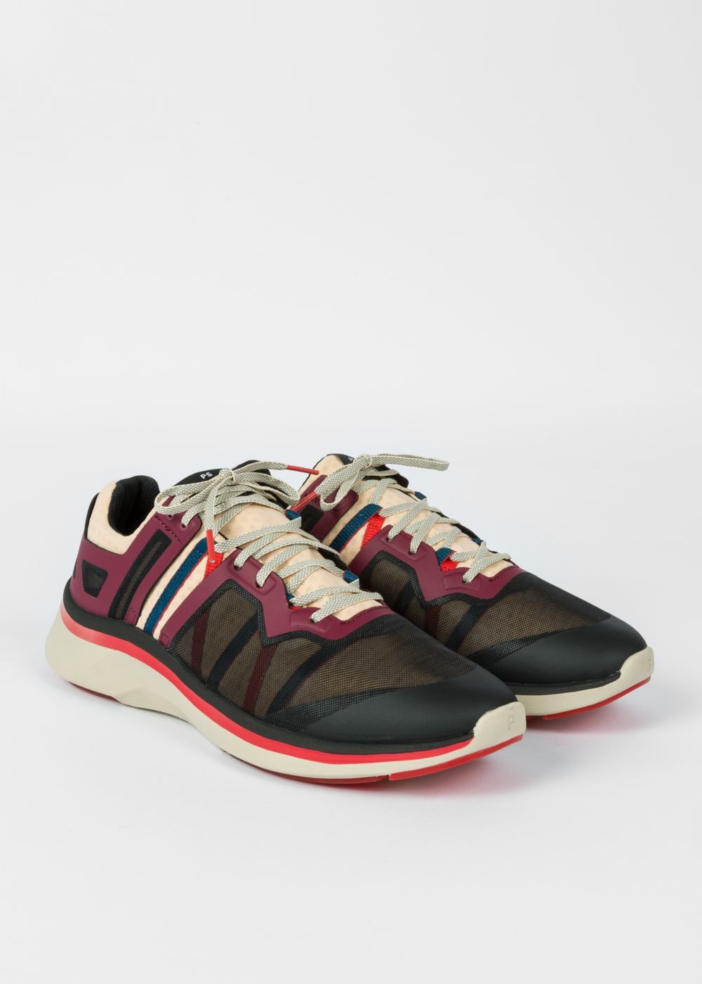 Paul Smith Mens's Burgundy And Beige 'nestor' Mesh Shoes