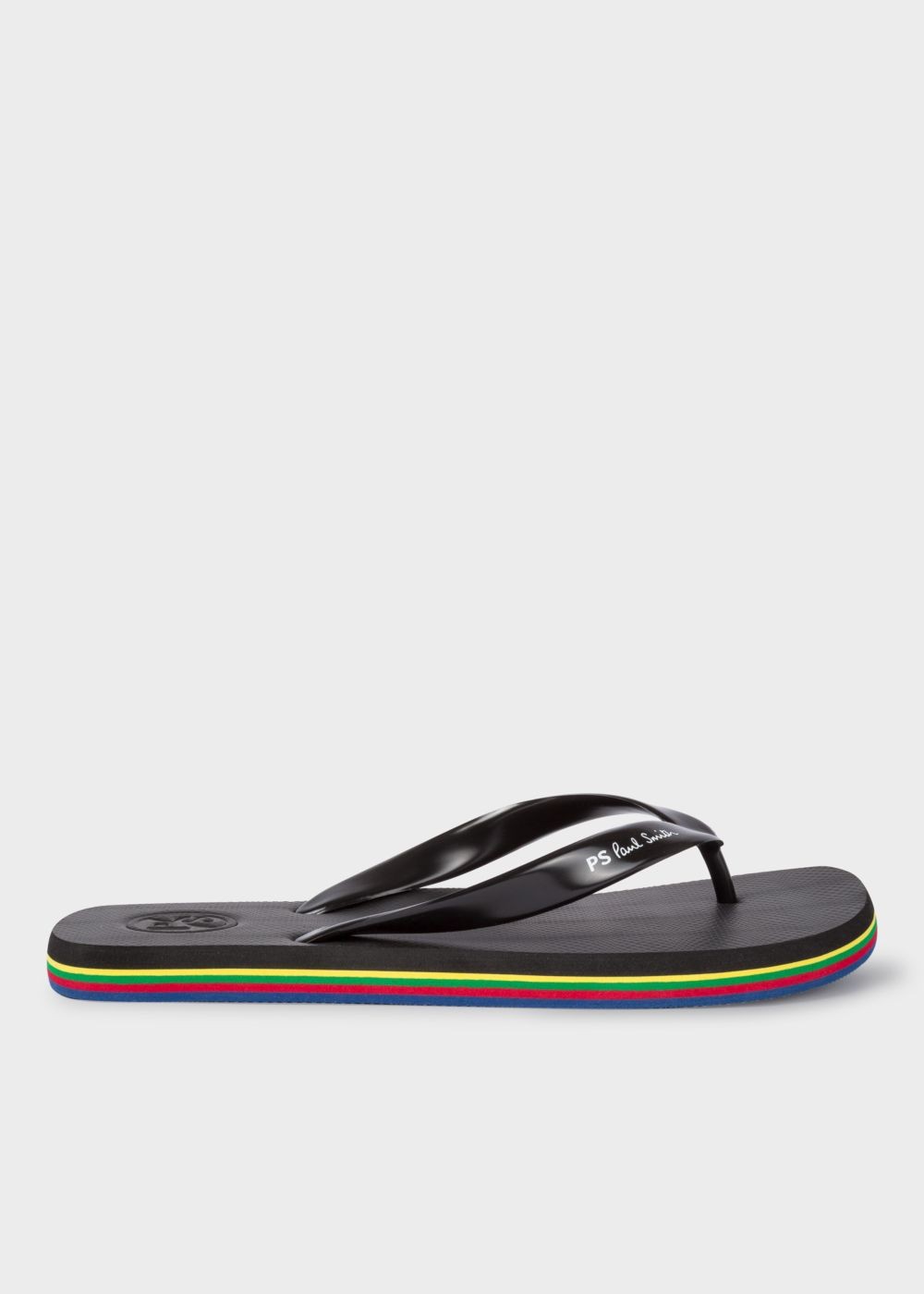 Paul Smith Men's Black 'dale' Flip Flops With Multi-Coloured Edge
