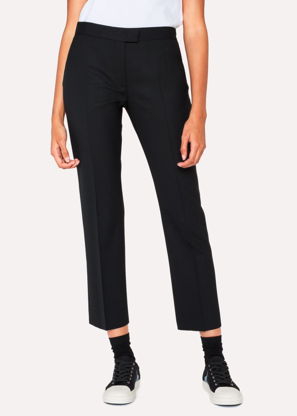 Paul Smith Womens's Slim-Fit Black Wool-Hopsack Pants