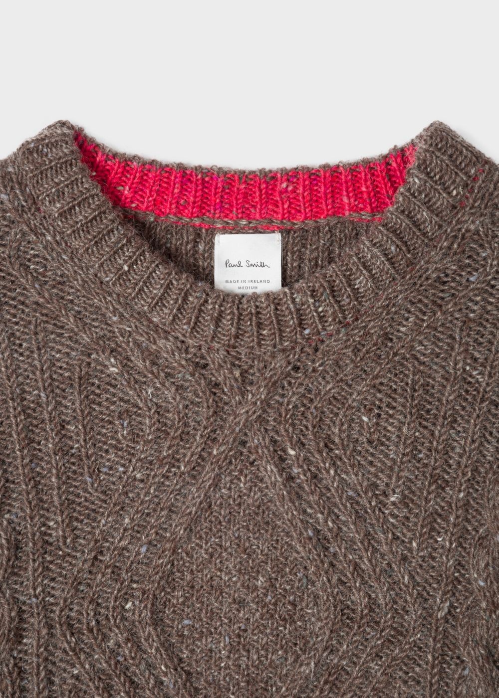 Paul Smith Mens's Brown Wool-Mohair Donegal Cable-Knit Sweater