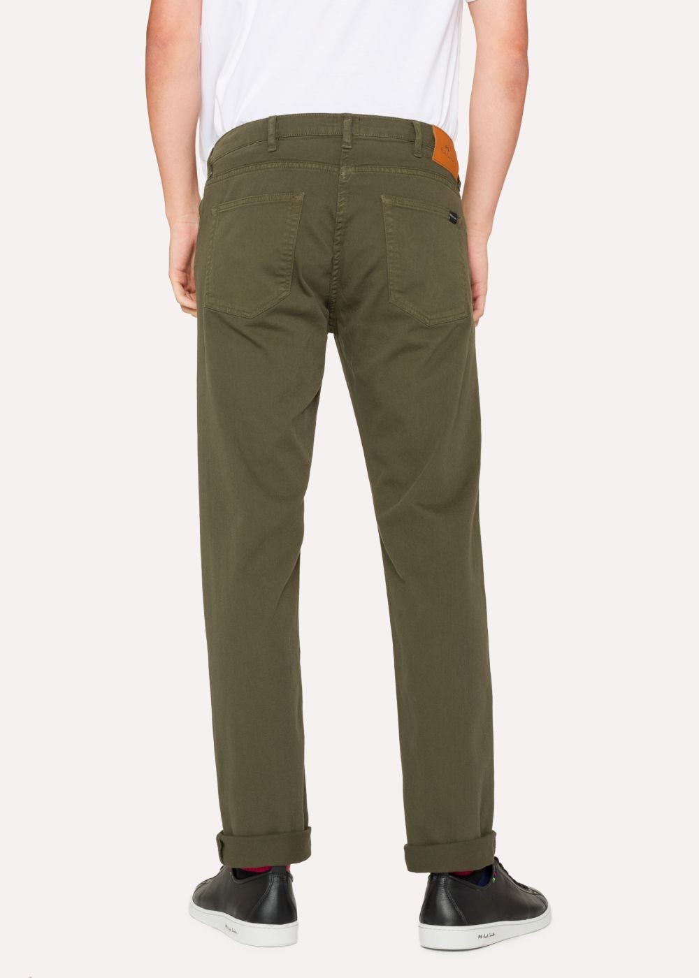 Paul Smith Mens's Tapered-Fit Khaki Garment-Dye Jeans