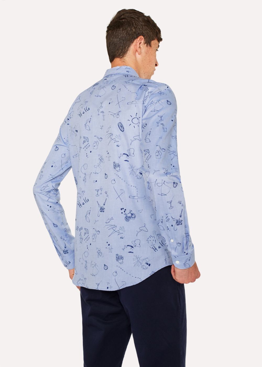 Paul Smith Mens's Tailored-Fit Blue 'paul's Sketchbook' Print Tees