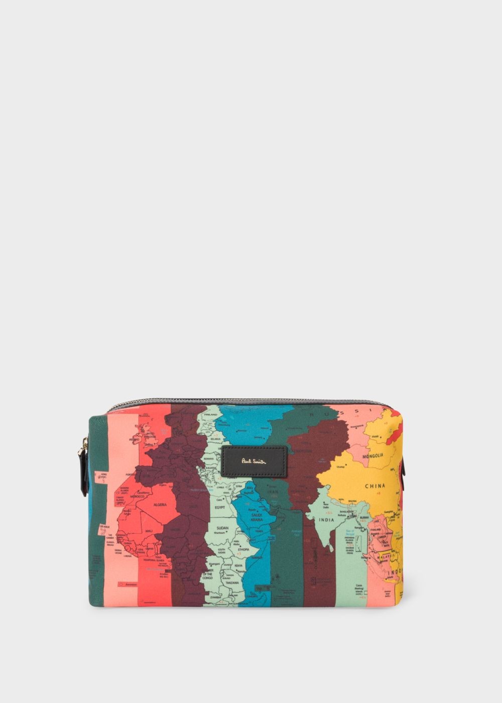 Paul Smith Men's Artist Stripe 'world Map' Print Canvas Wash Handbags
