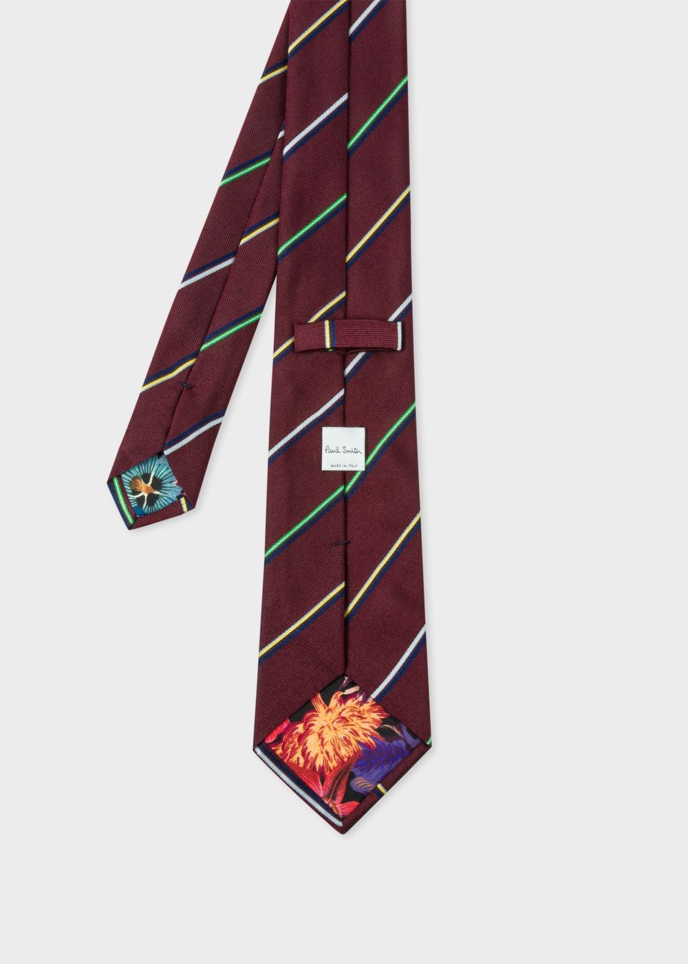 Paul Smith Mens's Burgundy Thin Diagonal Stripe Silk Tie