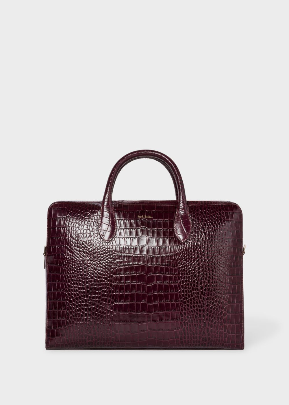 Paul Smith Men's Burgundy 'bright Stripe' Mock-Croc Leather Business Folio Accessories