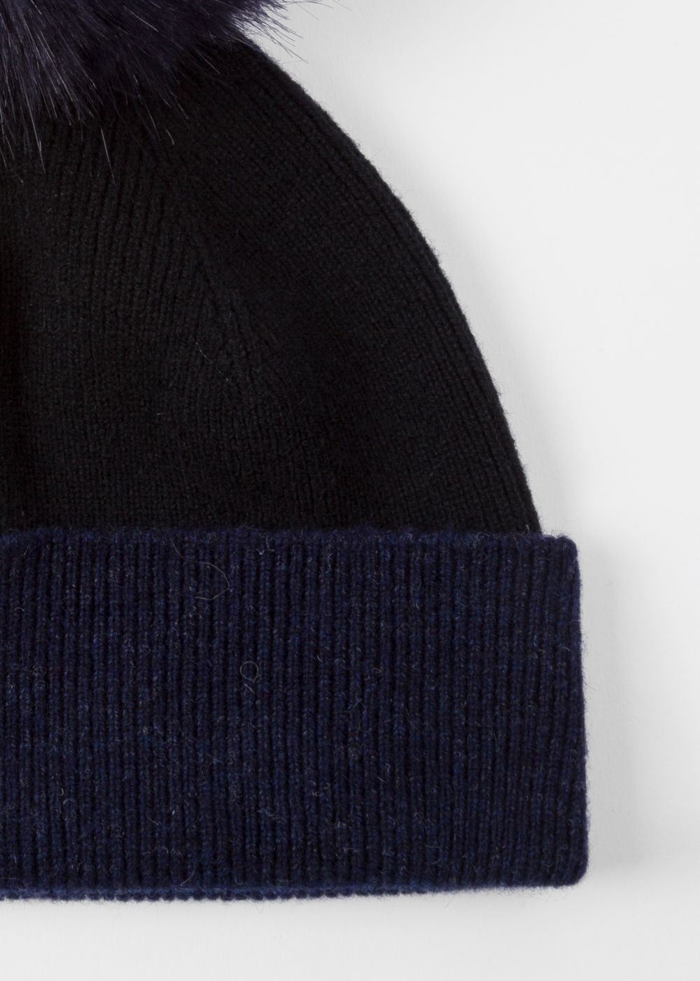 Paul Smith Womens's Navy And Black Pom-Pom Wool Hat
