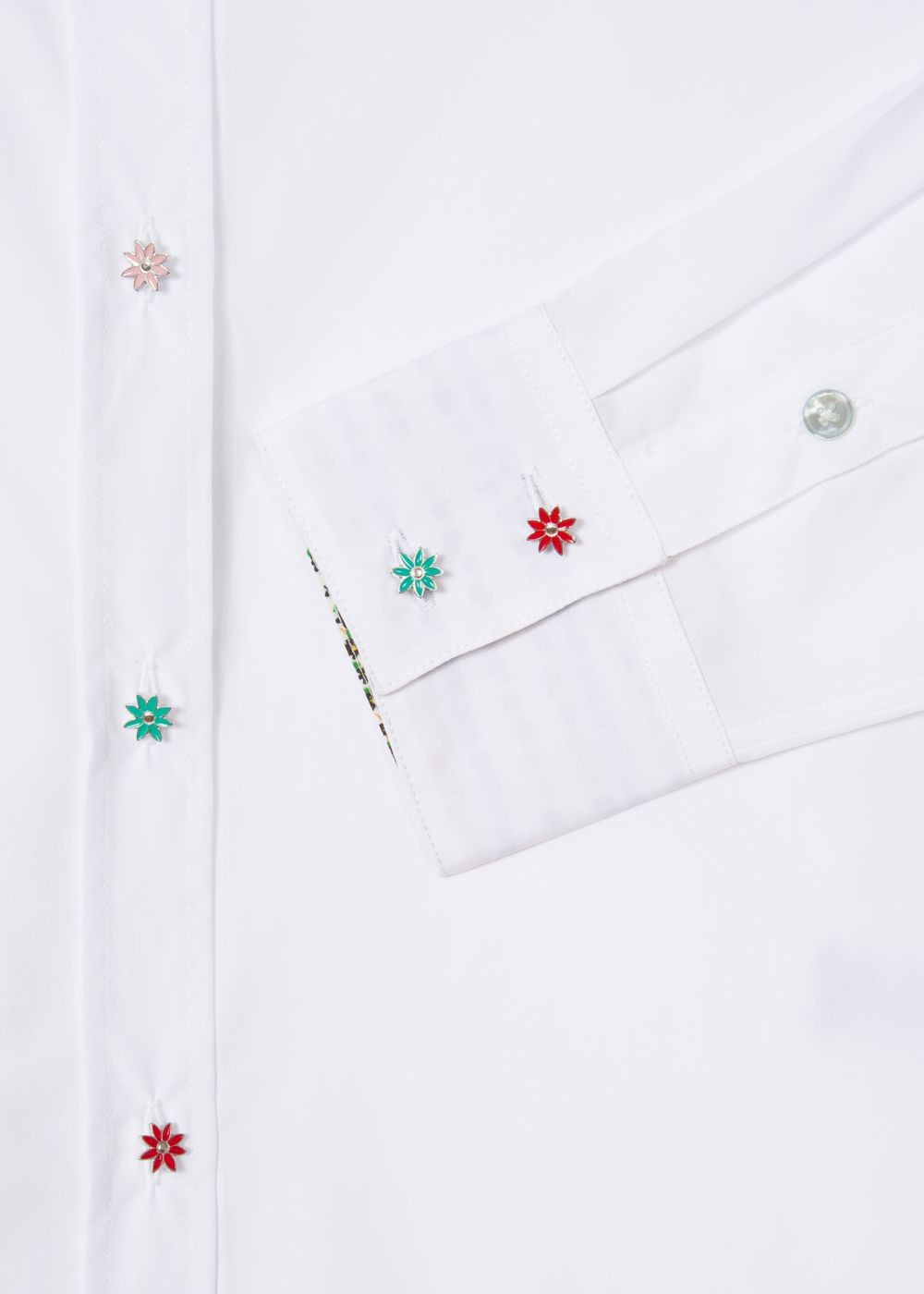 Paul Smith Women's Slim-Fit White Tshirt With 'daisy Polka' Buttons