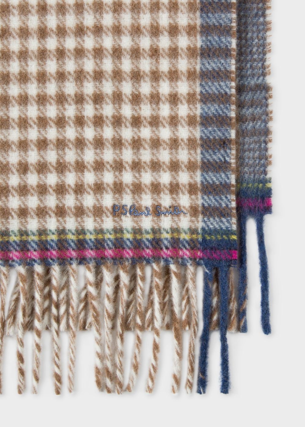 Paul Smith Women's Brown Check Double-Sided Wool Scarf