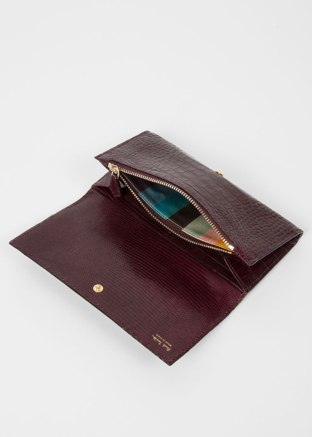 Paul Smith Women's Burgundy Mock-Croc Leather Tri-Fold Wallet