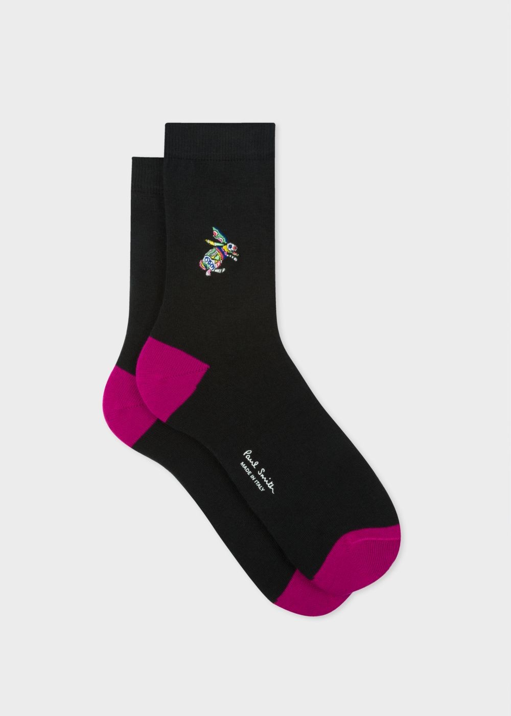 Paul Smith Lady's Black Embroidered 'karami Rabbit' Motif Socks