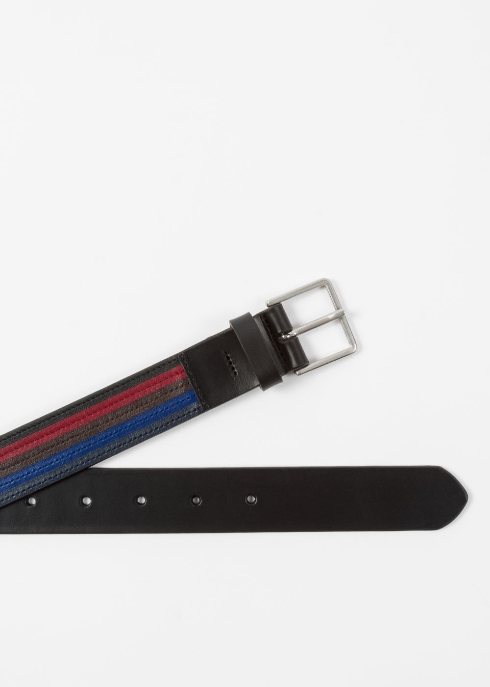 Paul Smith Men's Black Colour Band Leather Belt