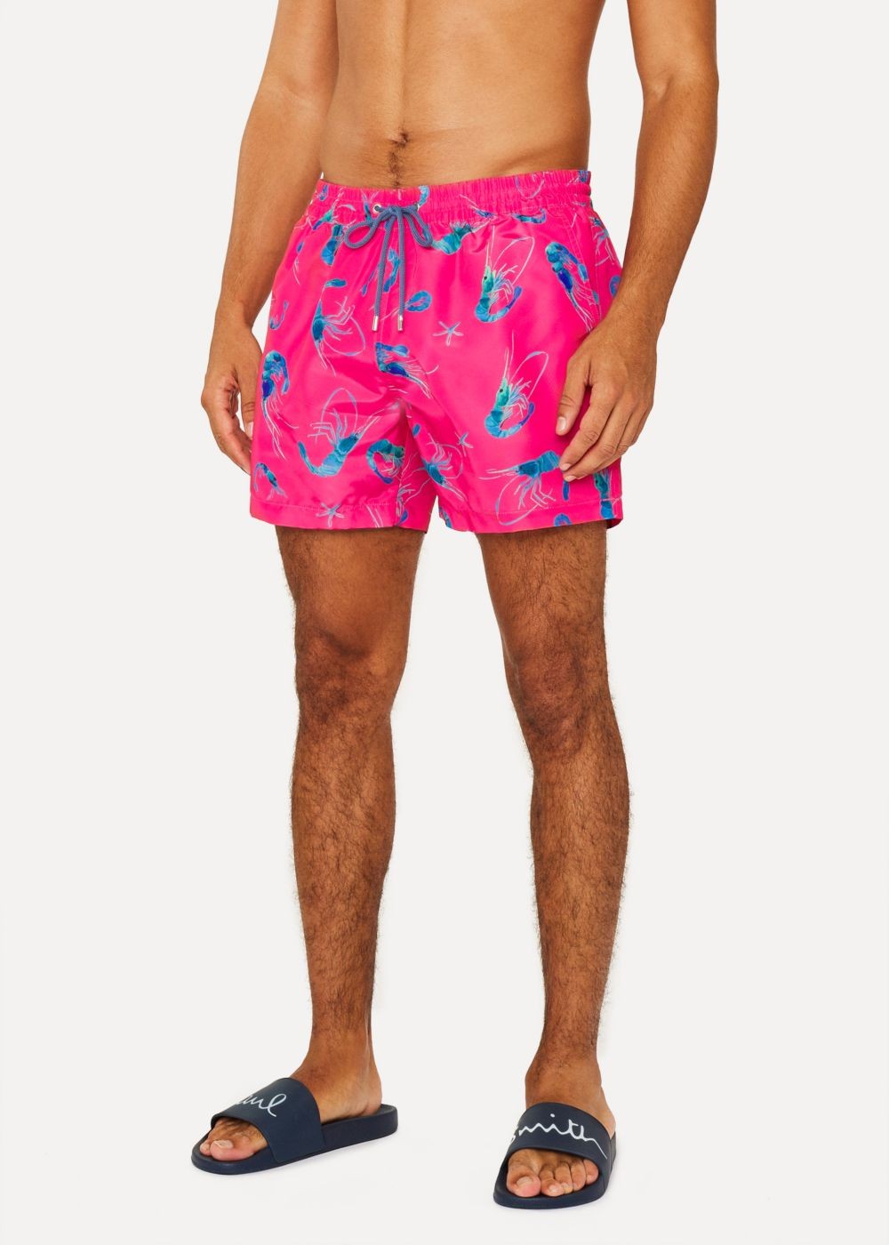 Paul Smith Men's Fluorescent Pink 'prawn' Print Swim Shorts
