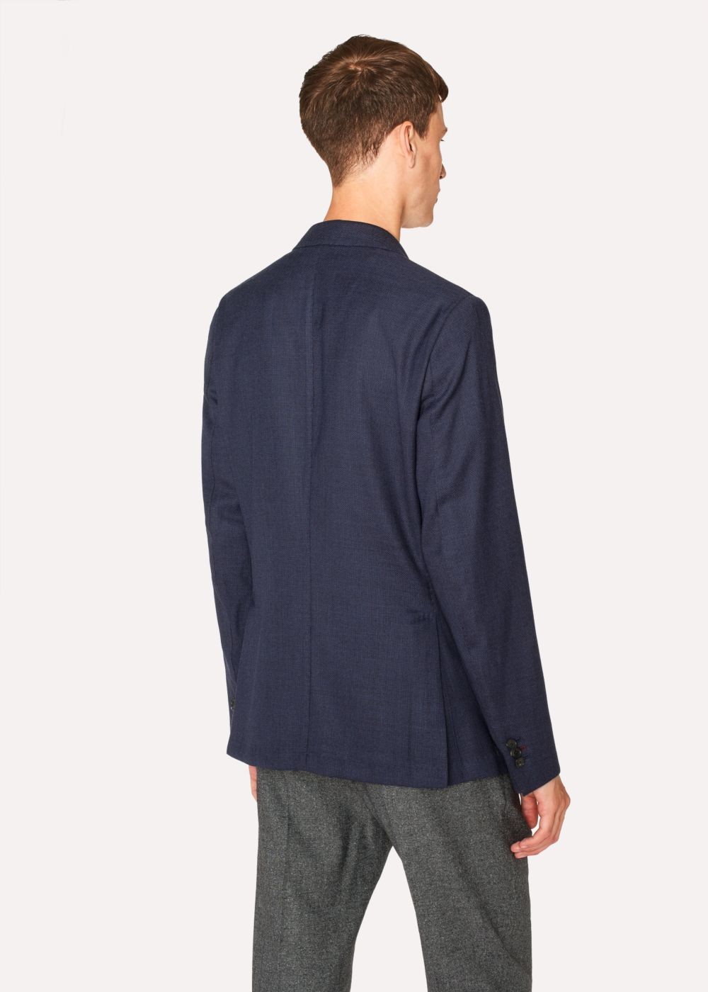 Paul Smith Men's Slim-Fit Navy Wool-Hopsack Unlined Blazer Clothing