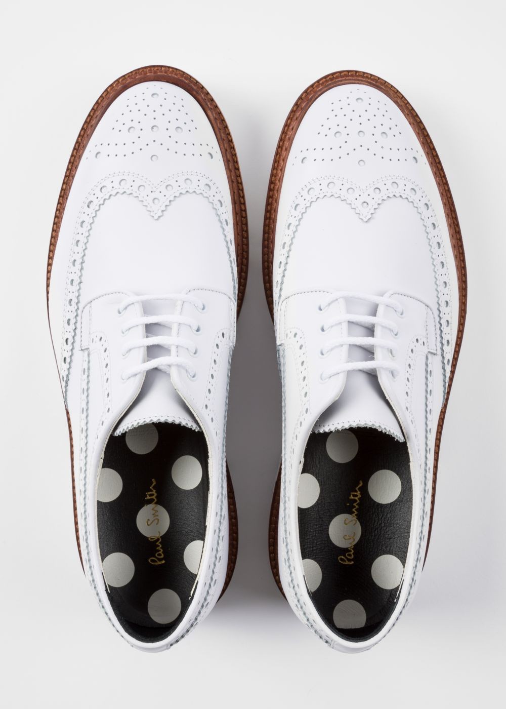 Paul Smith Men's White Leather 'vegas' Brogues Sneakers
