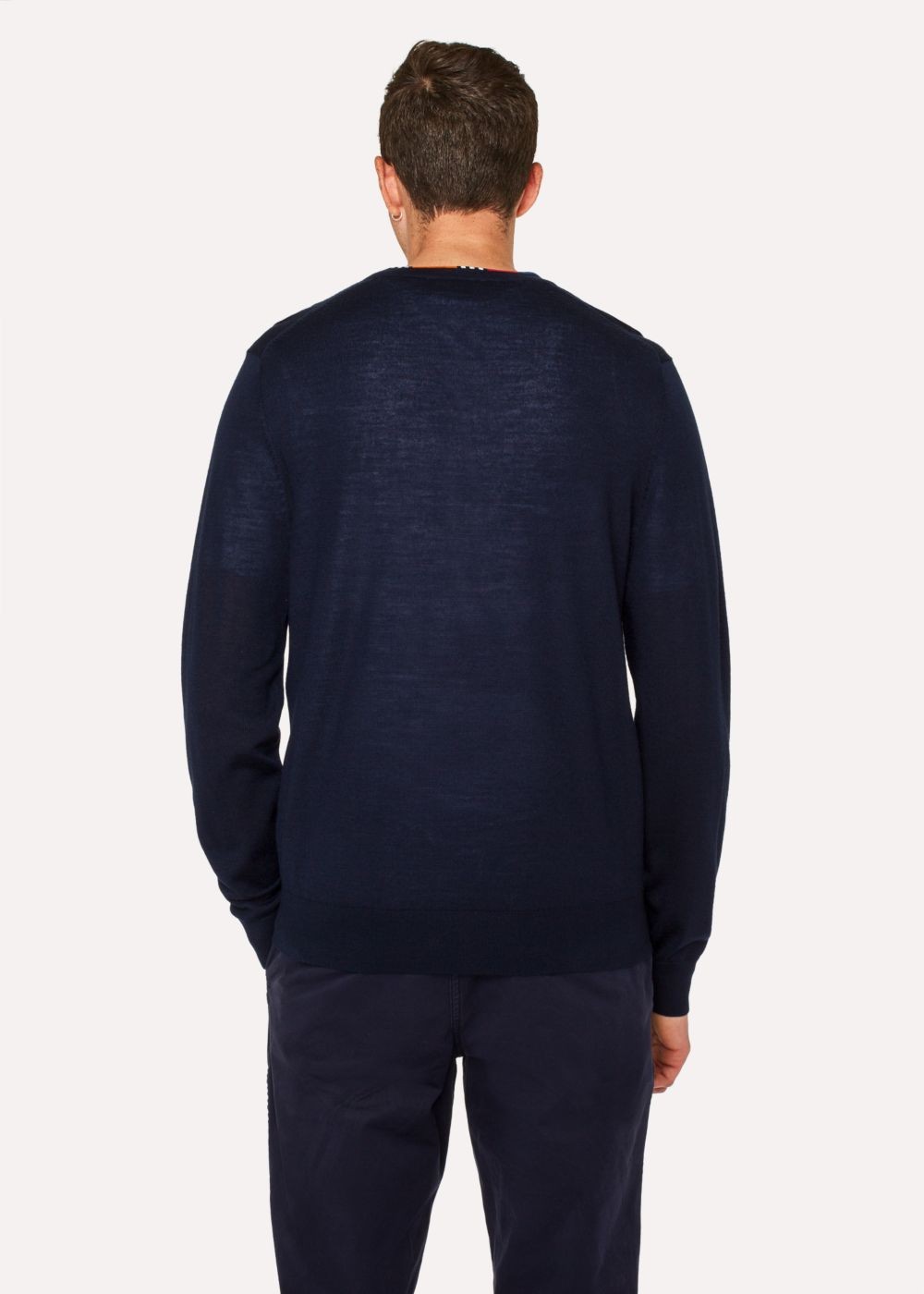 Paul Smith Men's Navy V-Neck Sweater With Contrast Detail