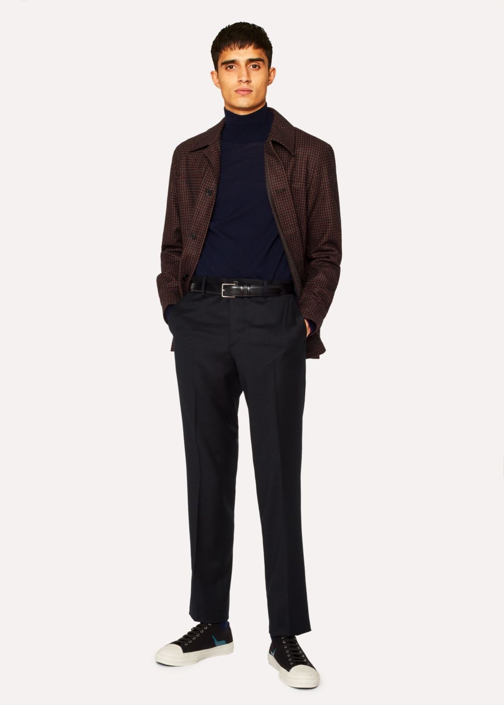 Paul Smith Men's Mid-Fit Black Wool Pants