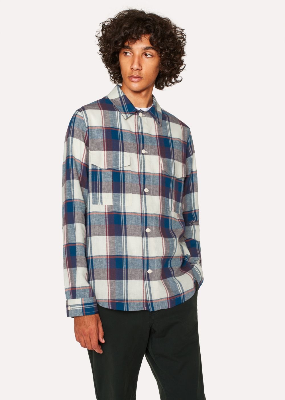 Paul Smith Men's Classic-Fit Blue Check Patch-Pocket shirt