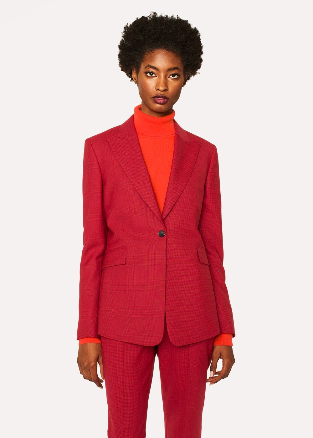 Paul Smith Women's Slim-Fit Red Houndstooth One-Button Wool Suit