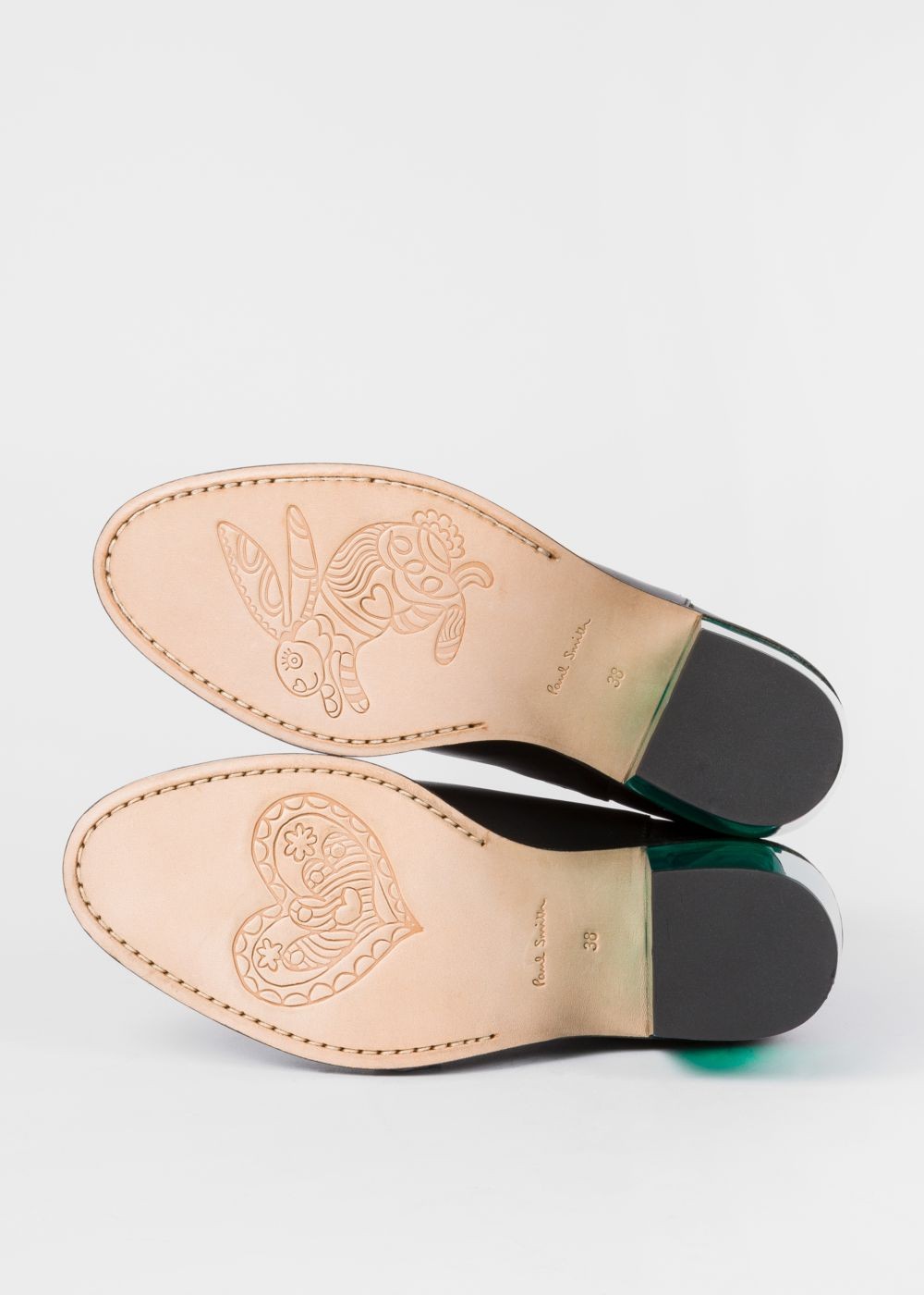 Paul Smith Women's Black Leather 'shelby' Boots With Green Transparent Heels