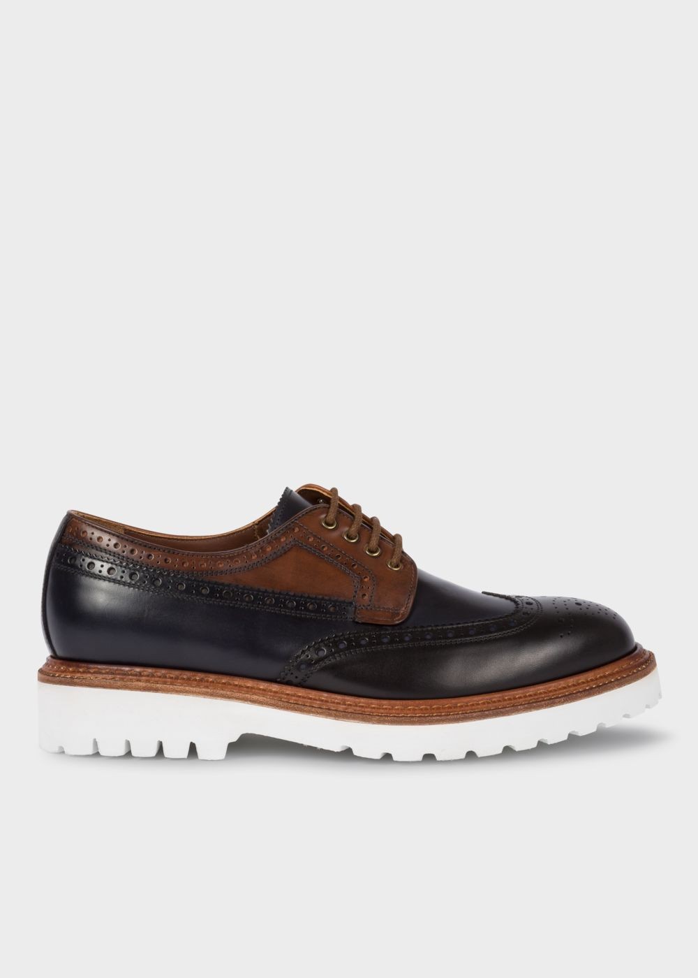 Paul Smith Mens's Black And Tan Leather 'vegas' Brogues Shoes