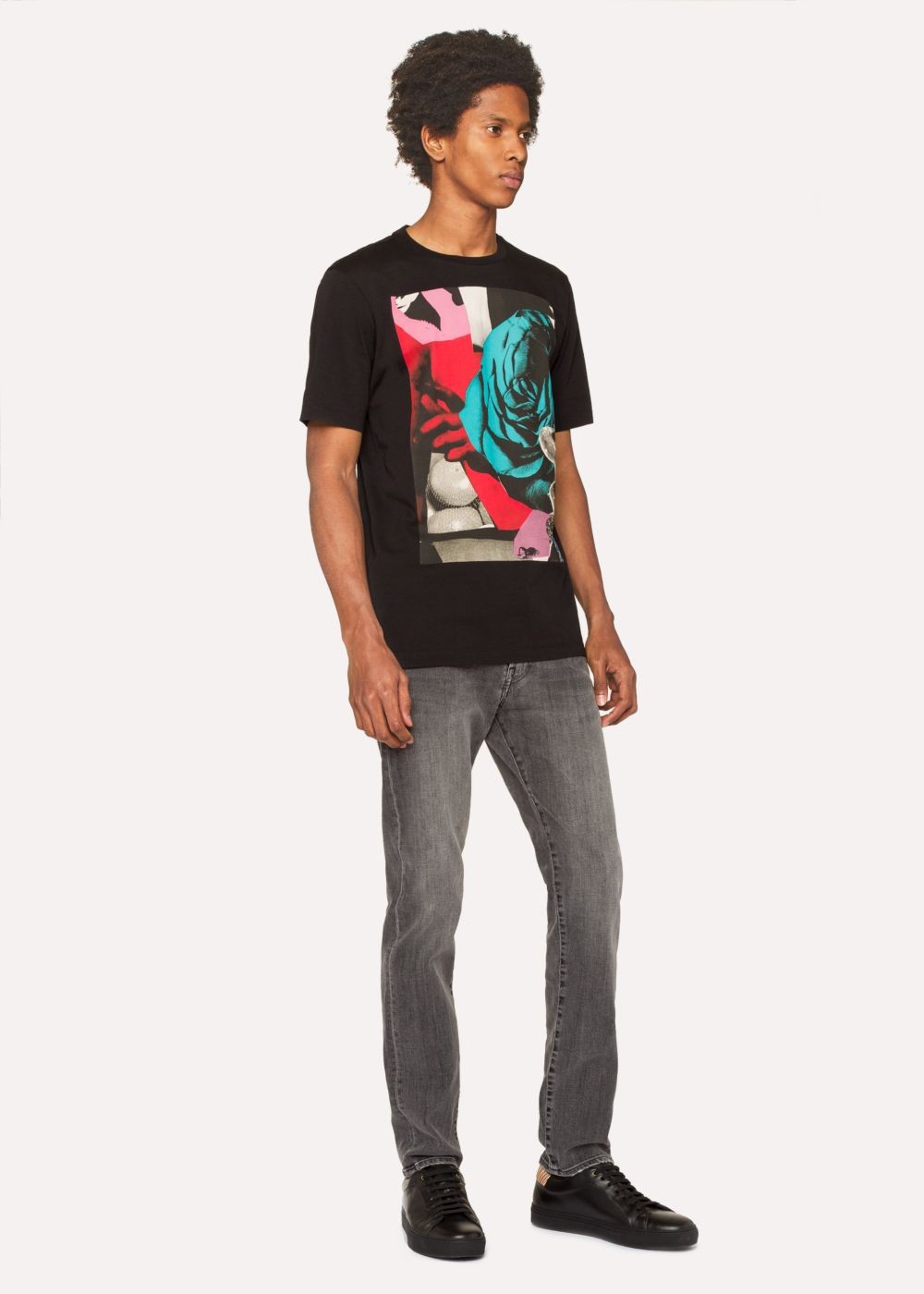 Paul Smith Mens's Black 'rose Collage' Print Cotton T-Shirts