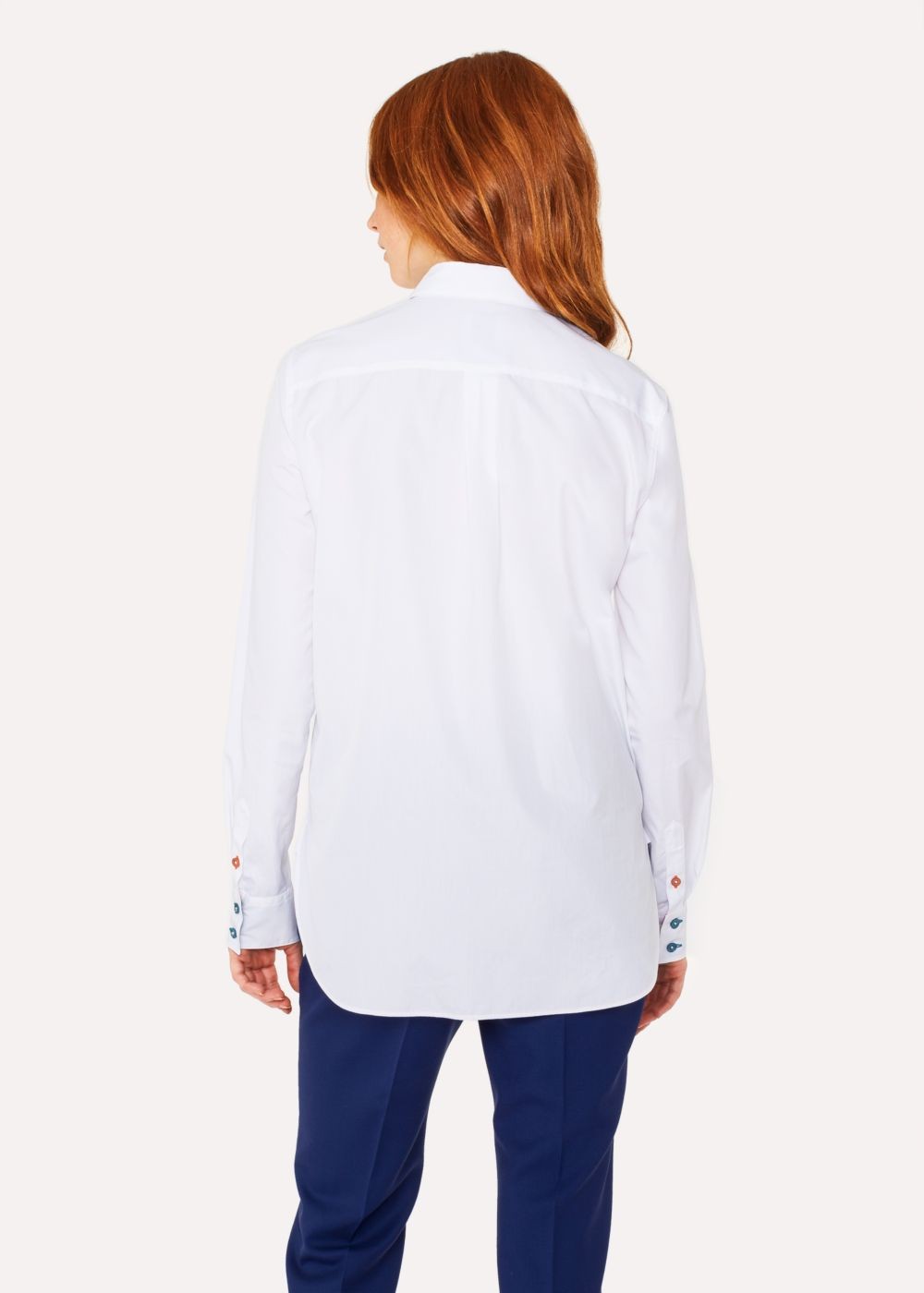 Paul Smith Women's Slim-Fit White Cotton T-Shirts With 'swirl' Cuff Lining