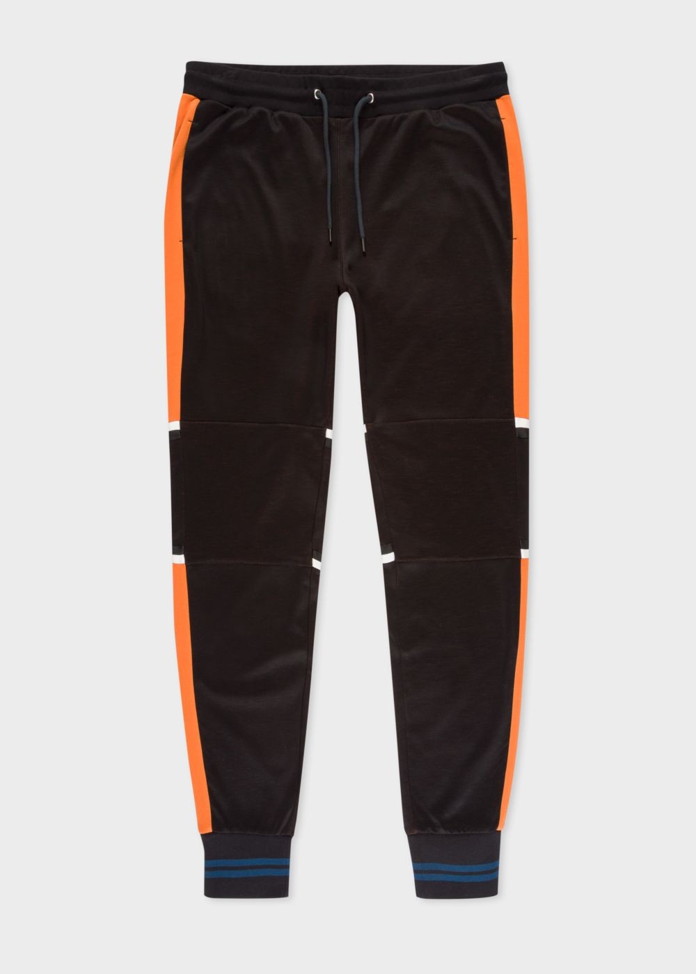 Paul Smith Mens's Black Colour-Block Panelled Cotton-Blend SweatPants