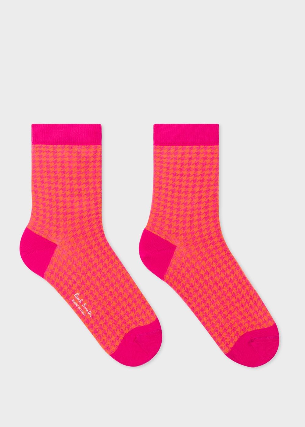 Paul Smith Women's Bright Pink And Orange Dogtooth Motif Socks