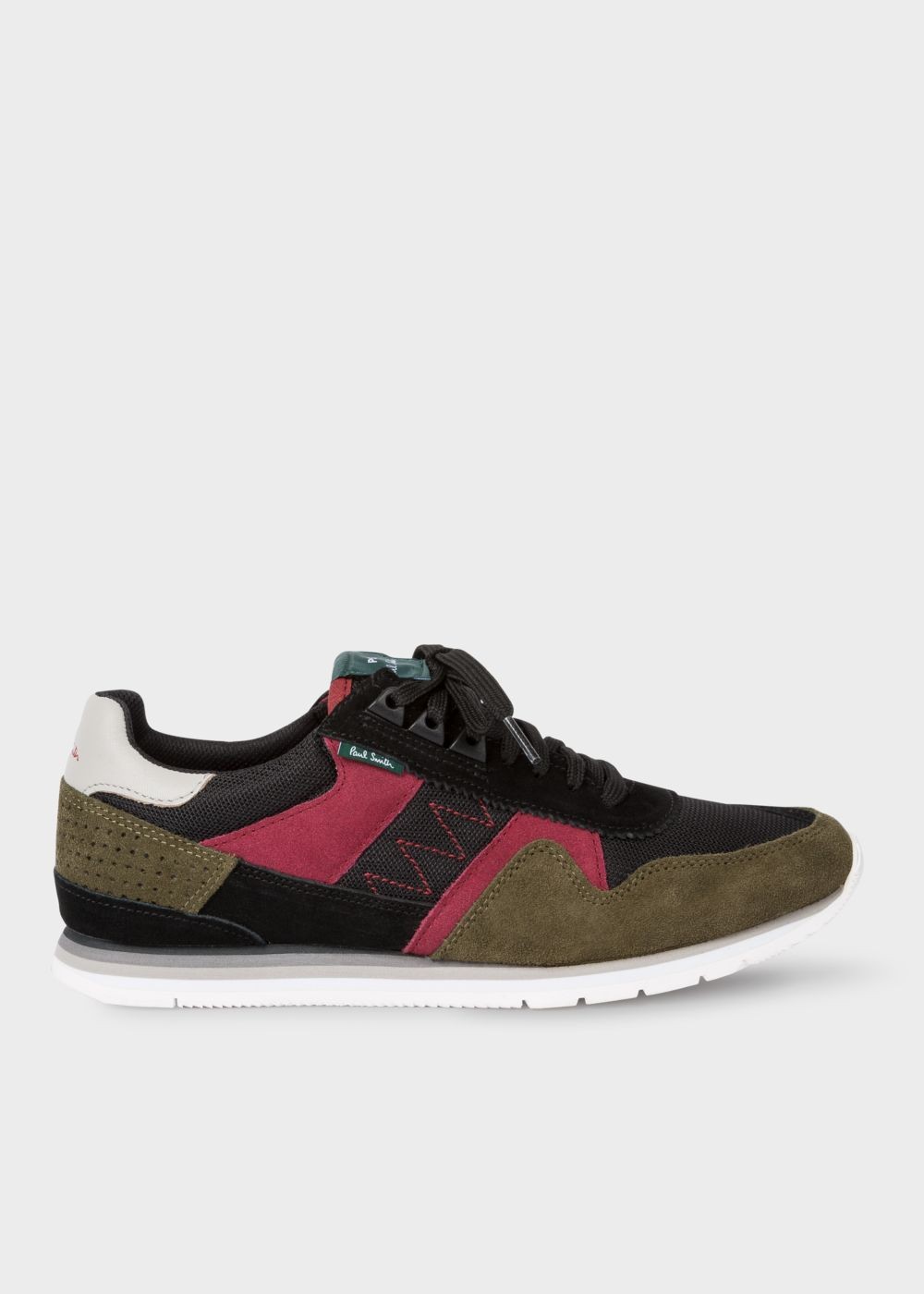 Paul Smith Men's Khaki And Burgundy 'vinny' Trainers With Suede Panels