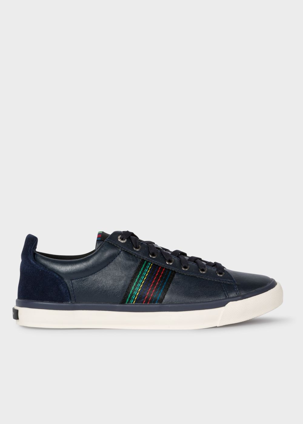 Paul Smith Mens's Dark Navy 'seppo' Leather Shoe With 'cycle Stripe' Stitching