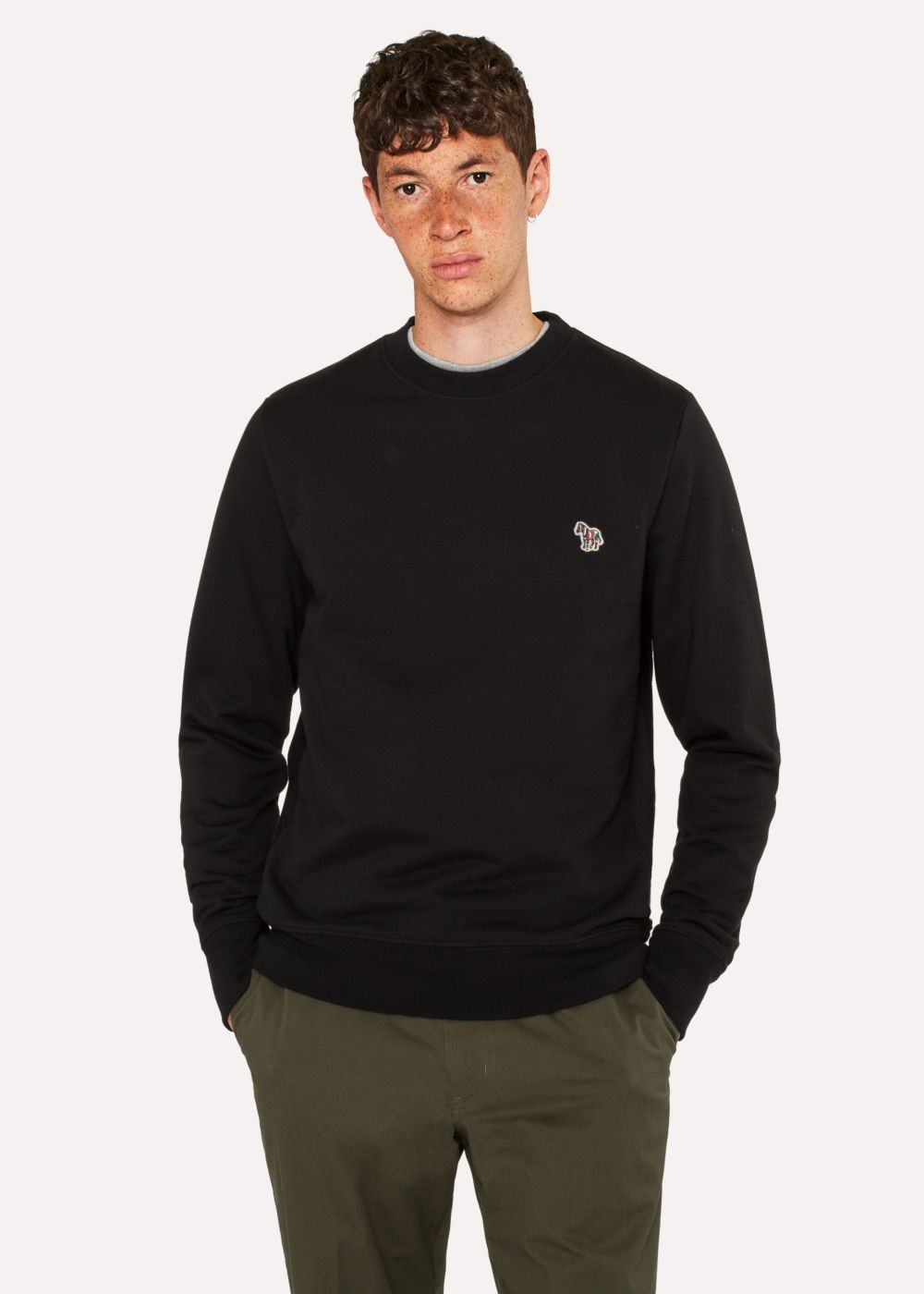 Paul Smith Men's Black Organic-Cotton Zebra Logo Sweatshirt