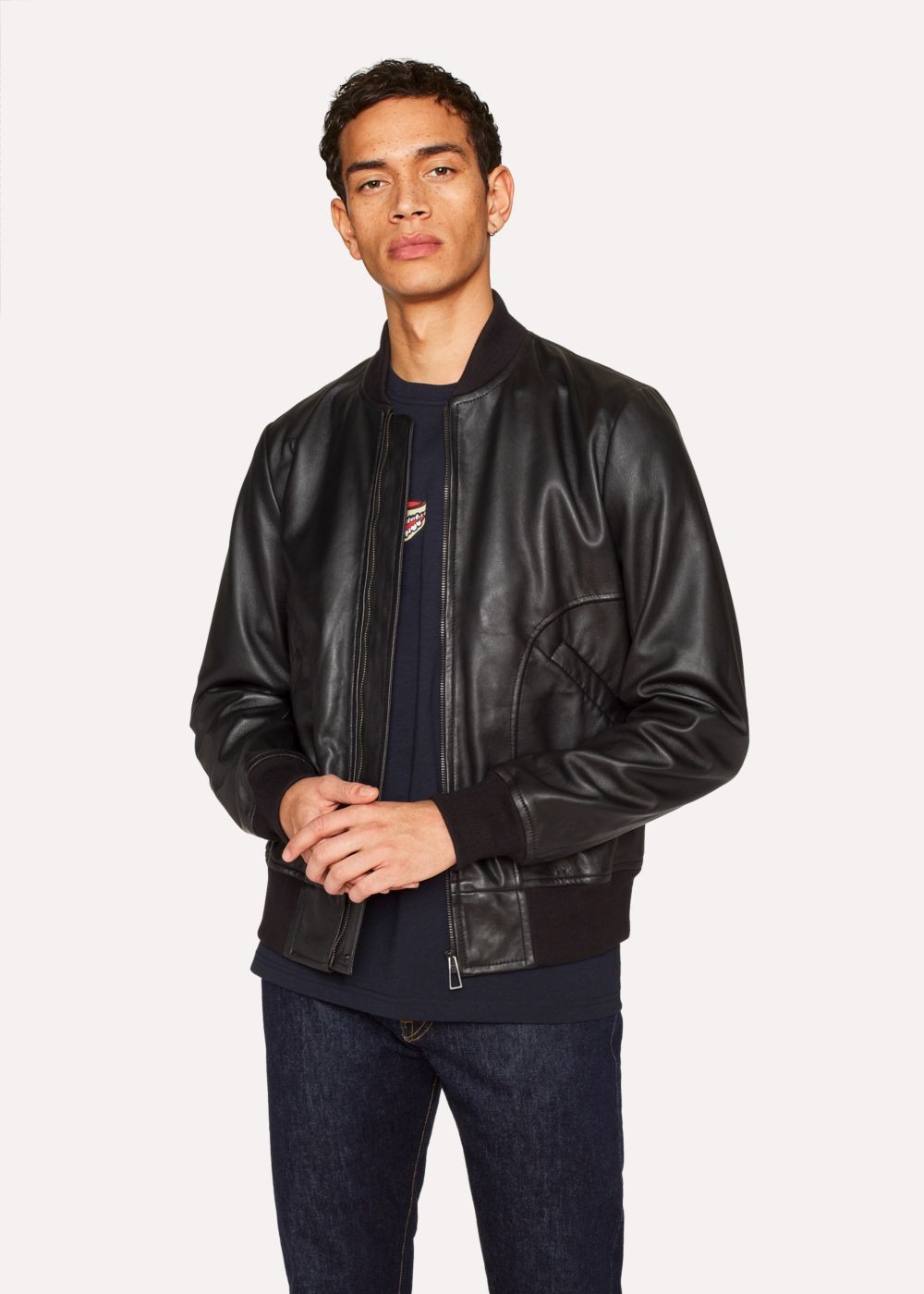 Paul Smith Men's Black Leather Bomber Jackets