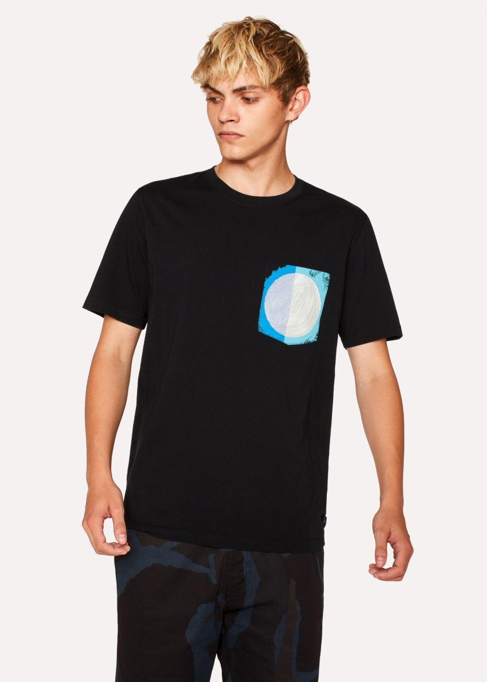 Paul Smith Men's Black Organic-Cotton Painted-Pocket Shirts