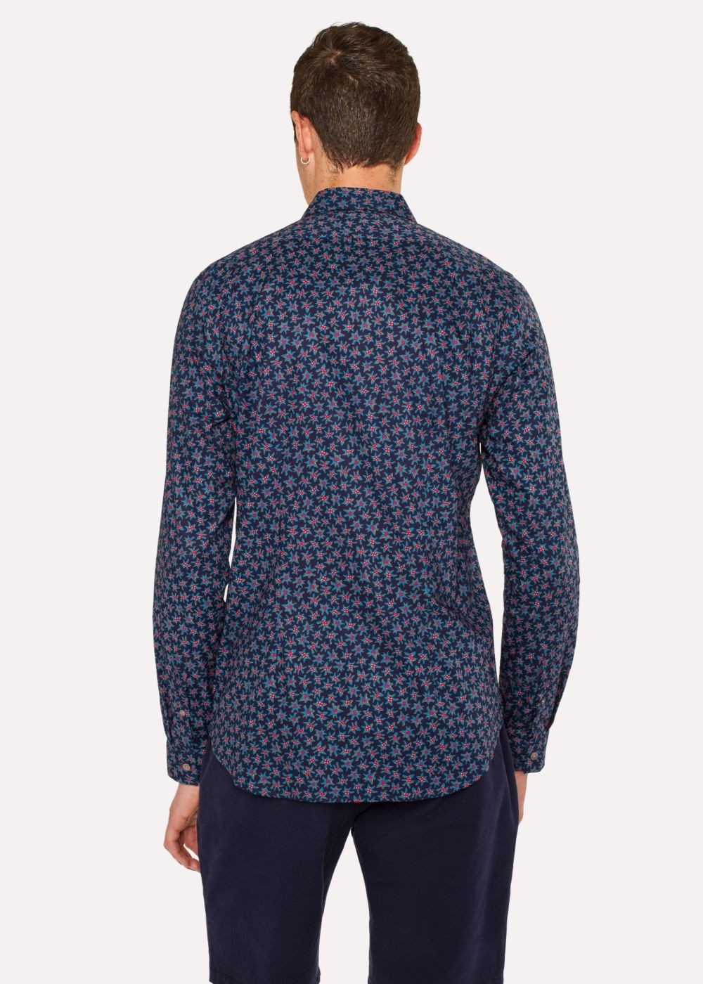 Paul Smith Men's Slim-Fit Navy 'torn Floral' Print Cotton Shirts