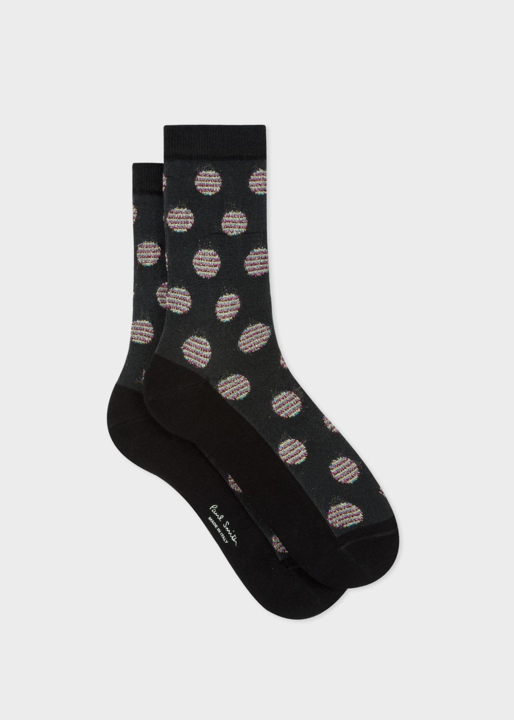 Paul Smith Women's Black Stripe-Polka Dot Semi-Sheer Socks