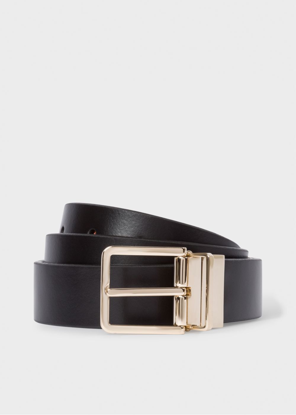 Paul Smith Men's Black And Signature Stripe Leather Cut-To-Fit Reversible Belt Kit