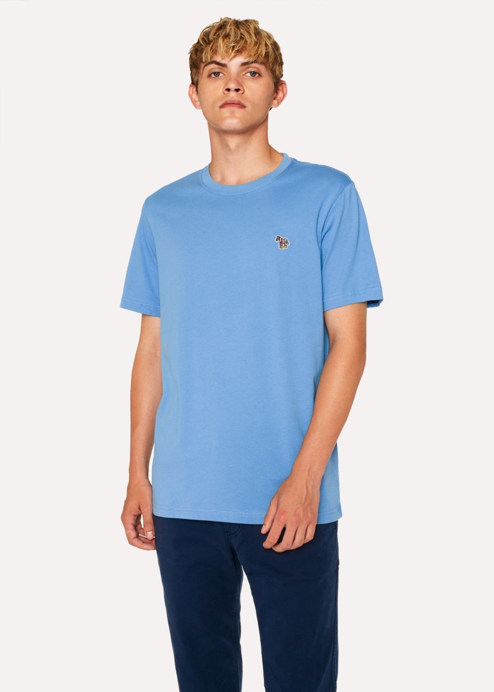 Paul Smith Men's Sky Blue Organic-Cotton Zebra Logo Tshirt