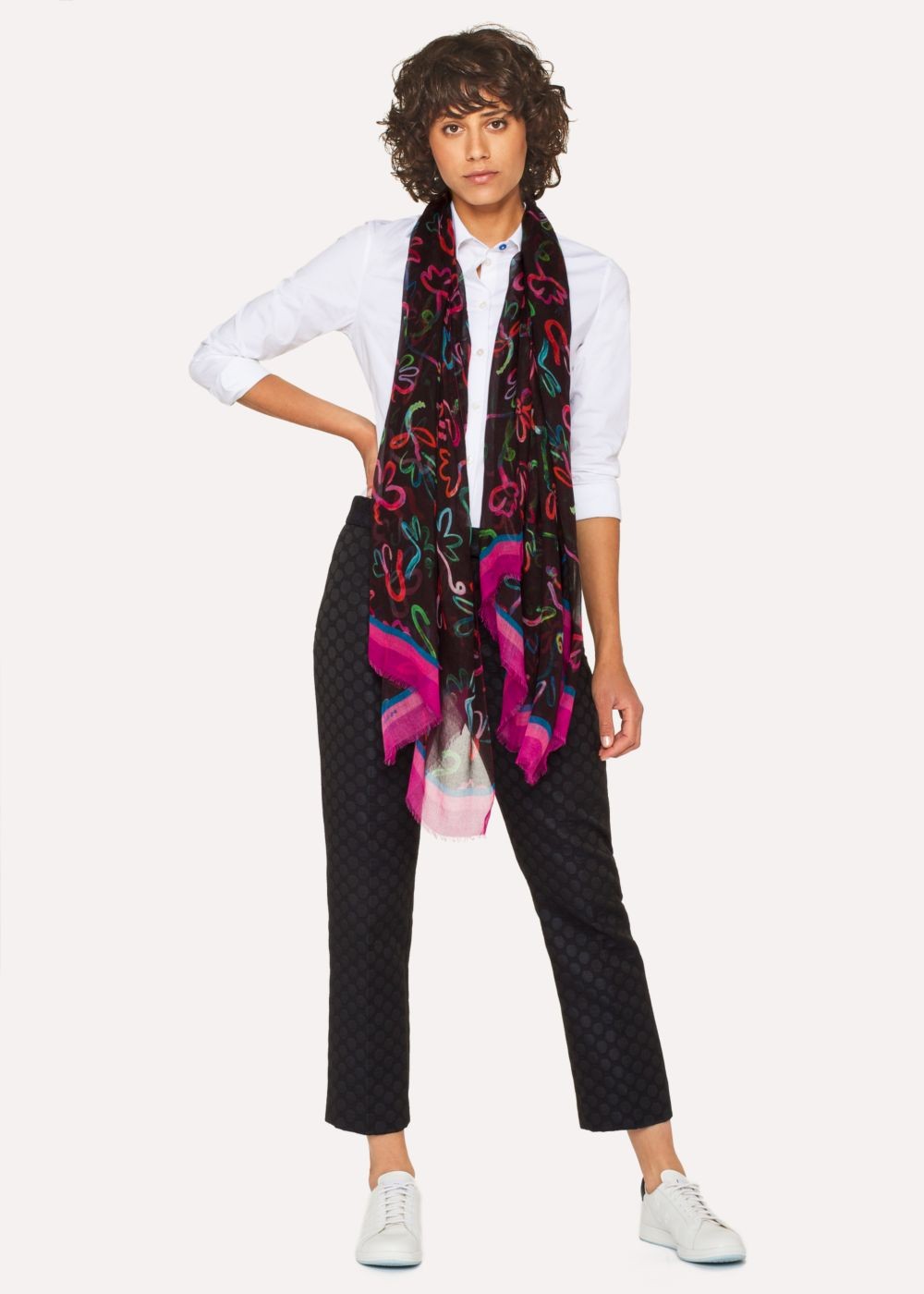 Paul Smith Lady's Black 'acapulco' Print Scarf