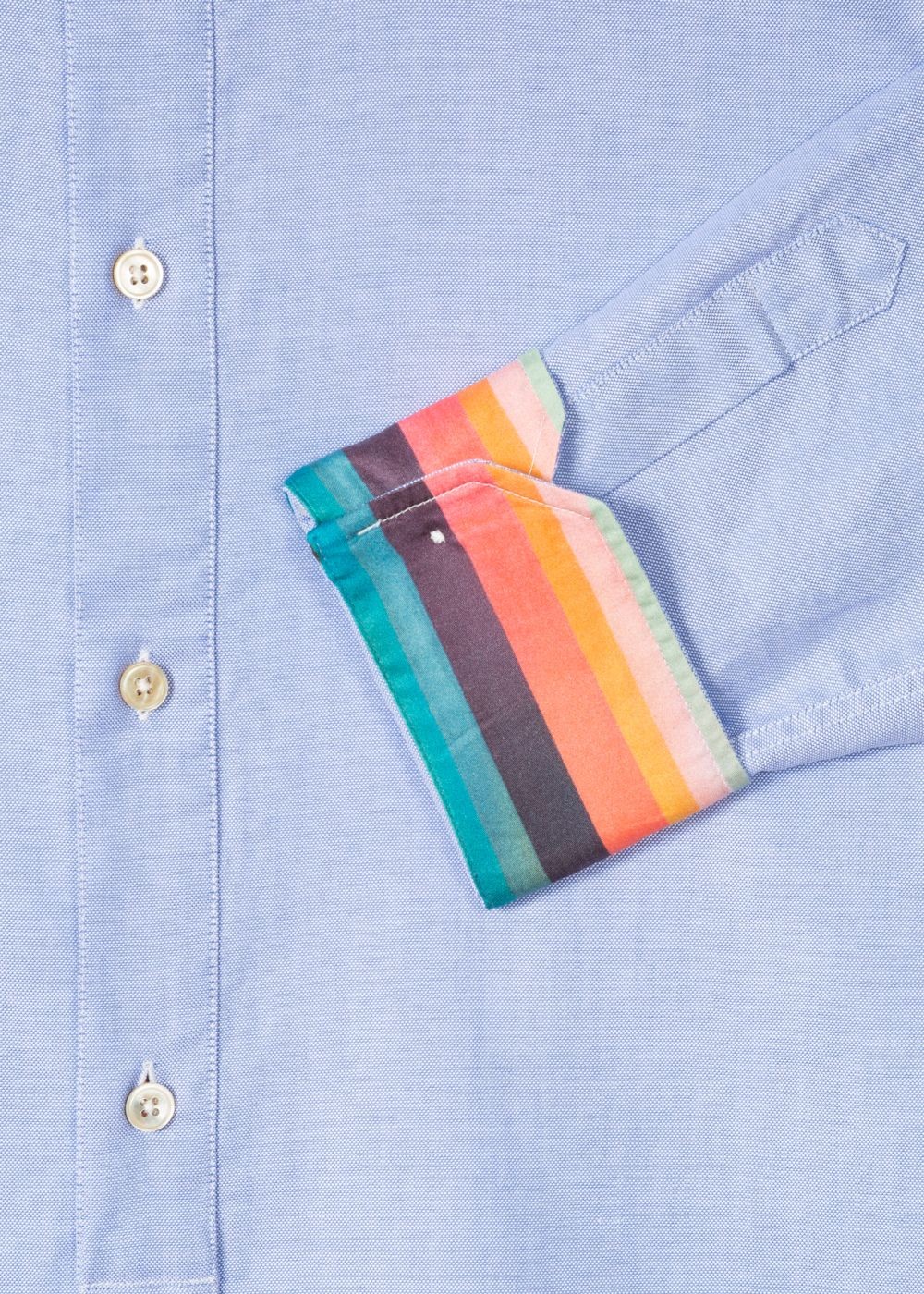 Paul Smith Men's Tailored-Fit Sky Blue Cotton 'artist Stripe' Cuff Oxford T-Shirts