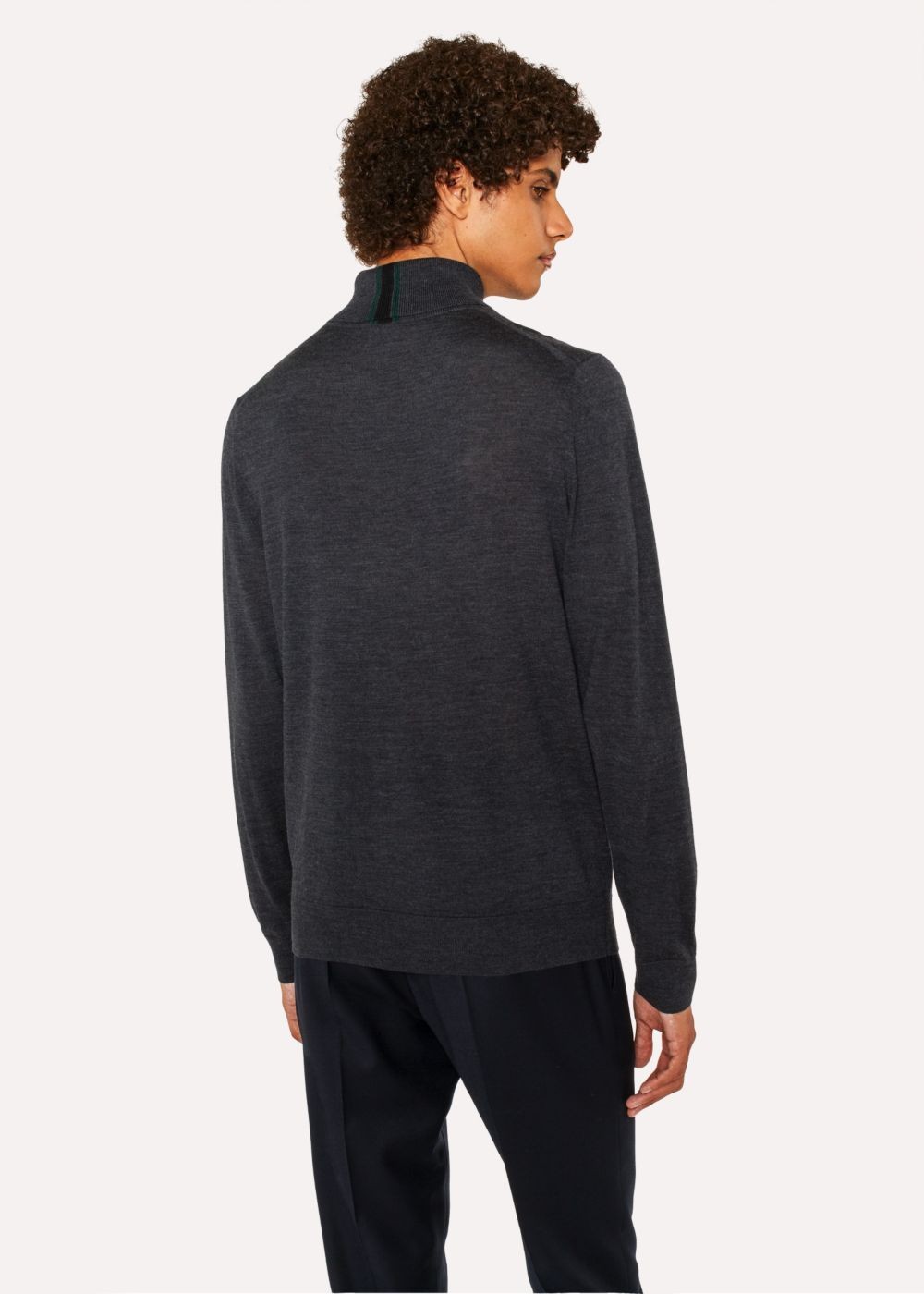 Paul Smith Men's Charcoal Grey Merino Wool Roll Neck Sweater