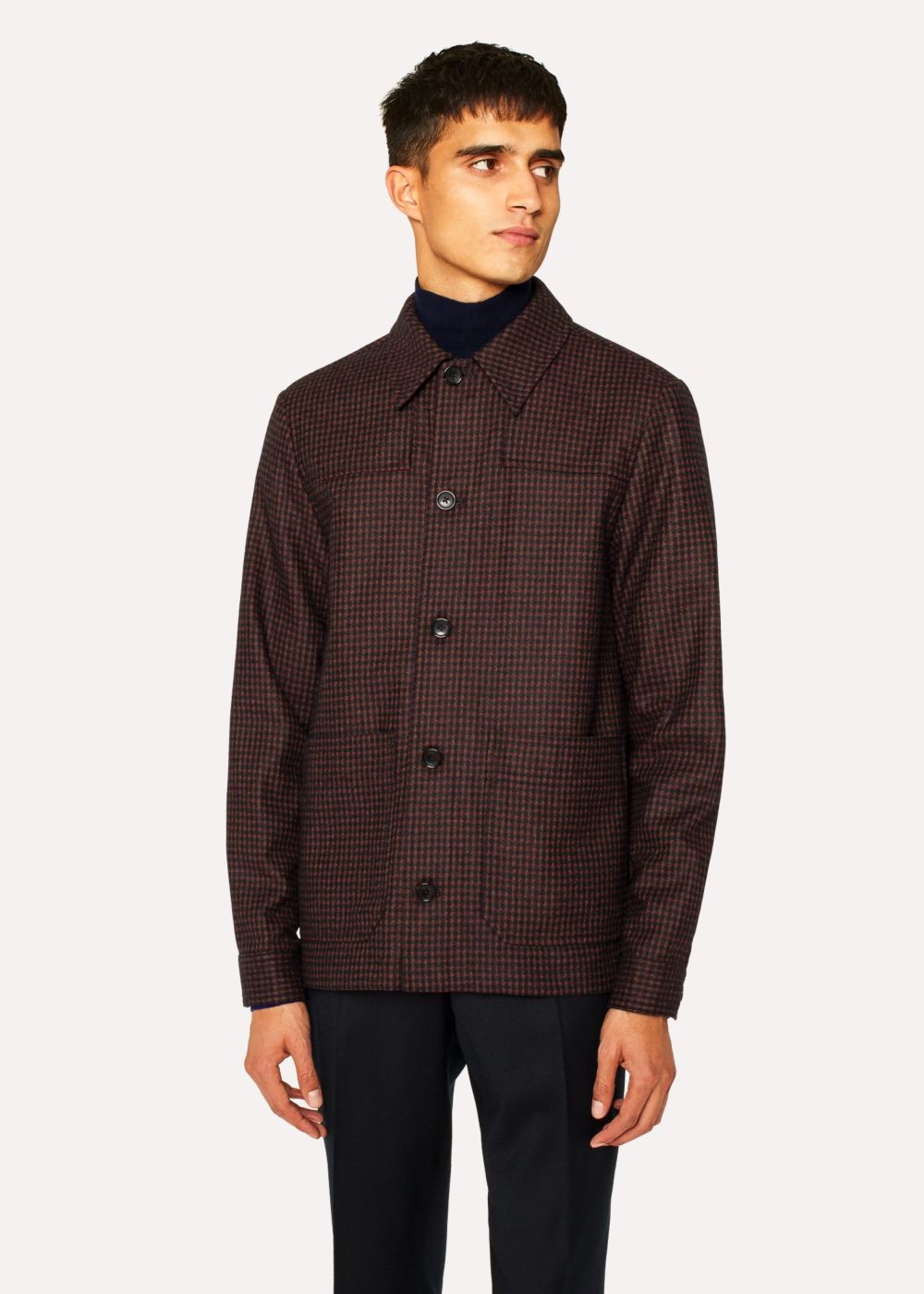 Paul Smith Men's Brick Red Check Wool-Cashmere Work Jackets
