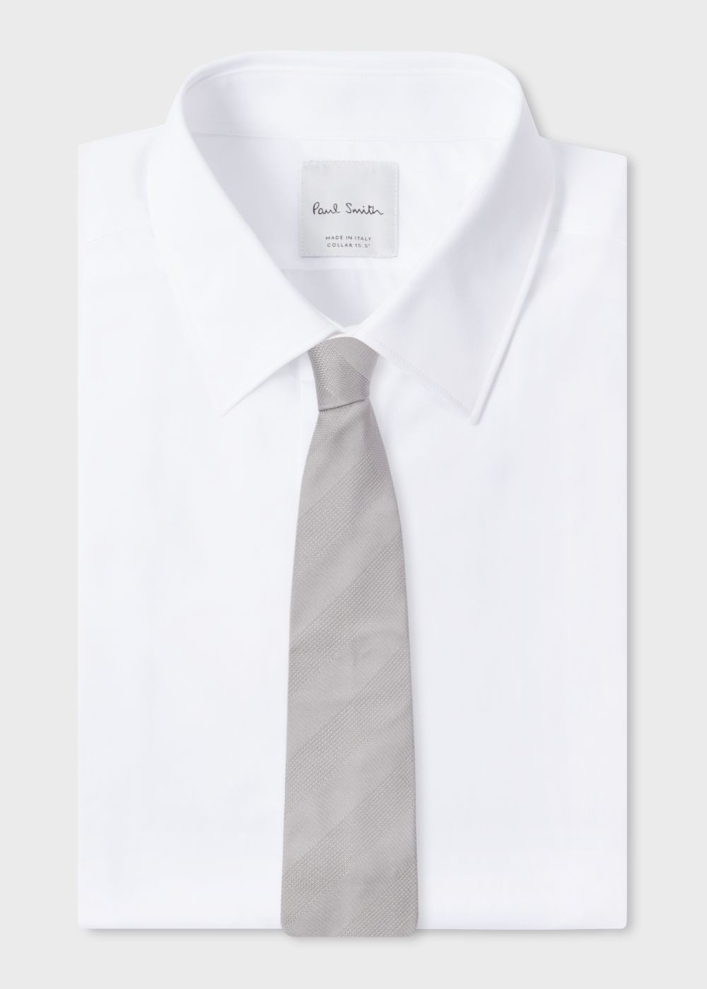 Paul Smith Men's Silver Diagonal Textured-Stripe Silk Tie