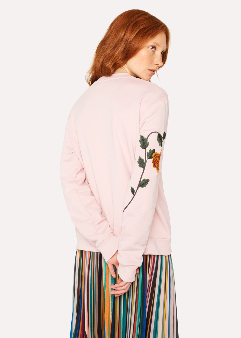 Paul Smith Women's Pale Pink 'rose' Embroidered Cotton Sweatshirt