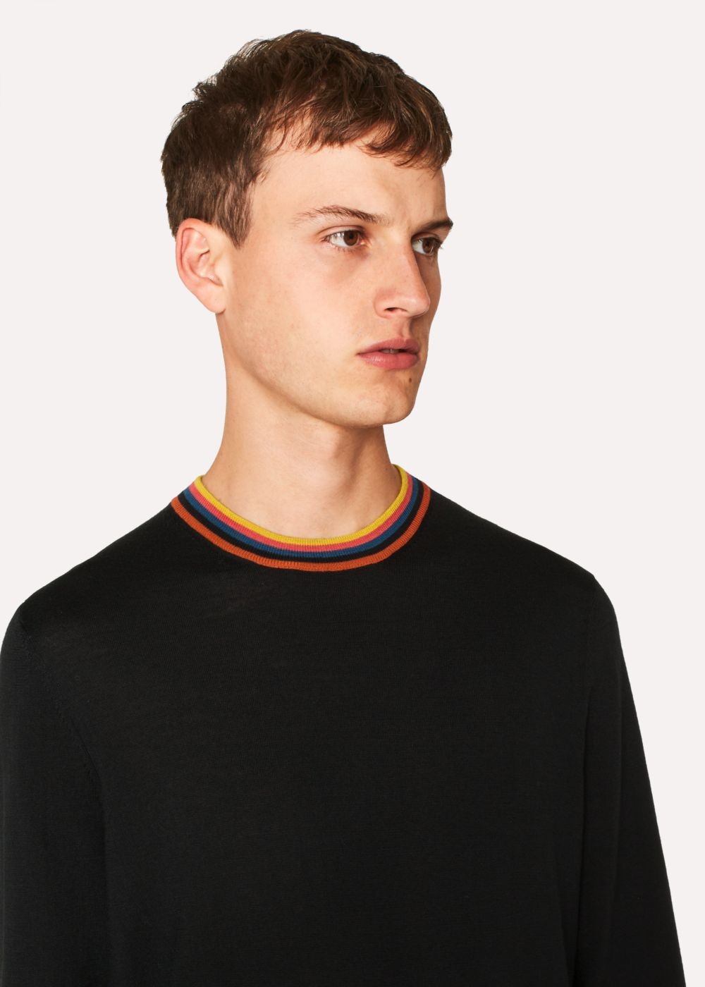 Paul Smith Men's Black Merino-Wool Sweater With 'artist Stripe' Collar