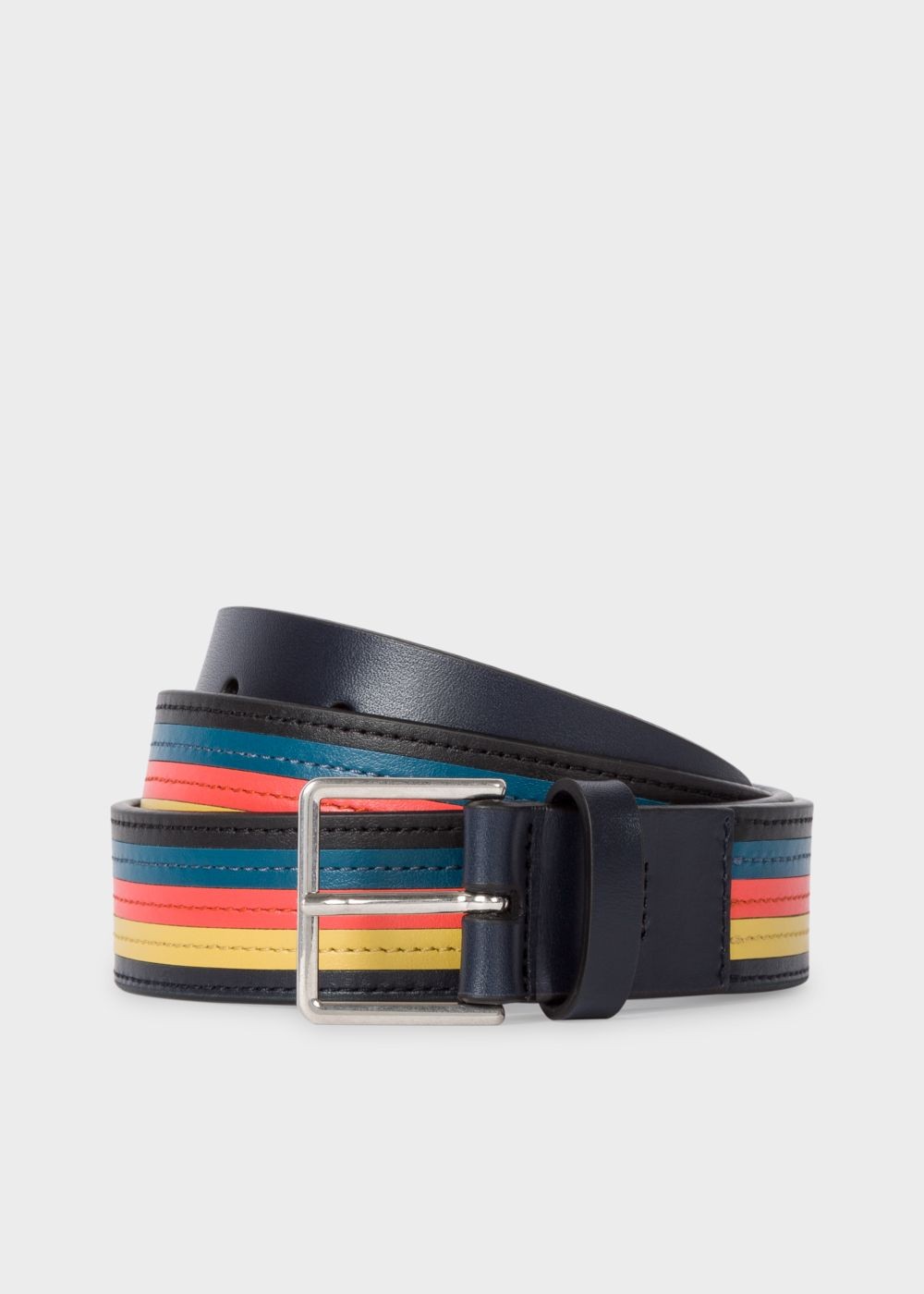 Paul Smith Mens's 'bright Stripe' Colour Band Leather Belt