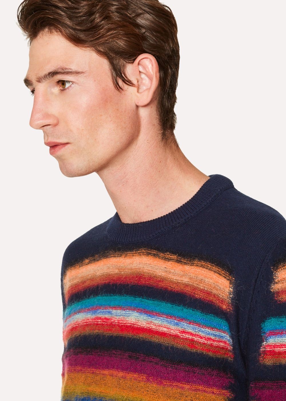 Paul Smith Men's Navy Wool-Blend Multi-Coloured Stripe Sweater