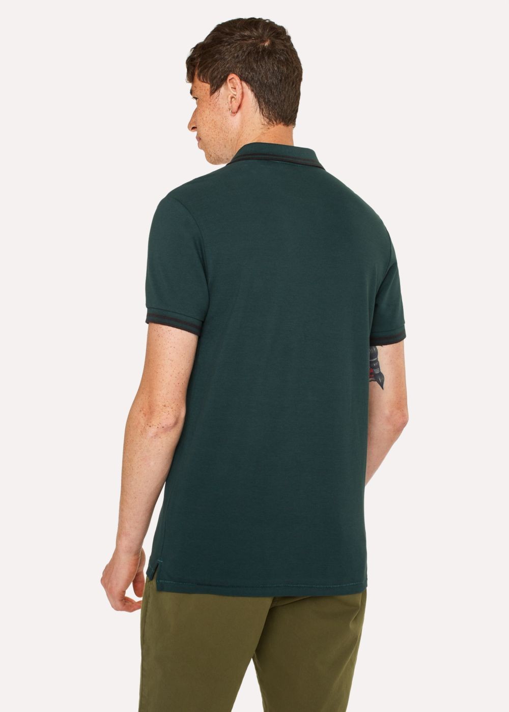 Paul Smith Men's Slim-Fit Dark Green Zebra Polo T-Shirt With Black Tipping