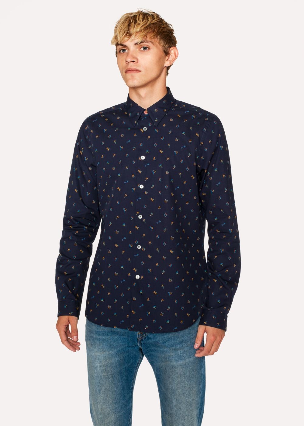 Paul Smith Mens's Tailored-Fit Navy 'acapulco' Print Cotton Tees