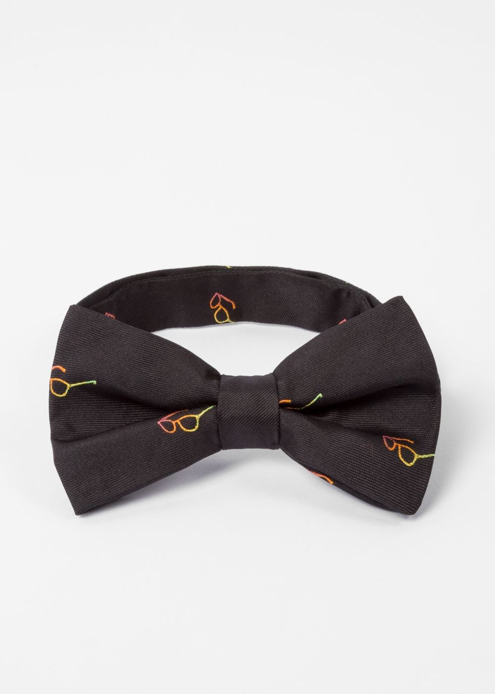 Paul Smith Men's Black Embroidered 'sunglasses' Silk Bow Tie
